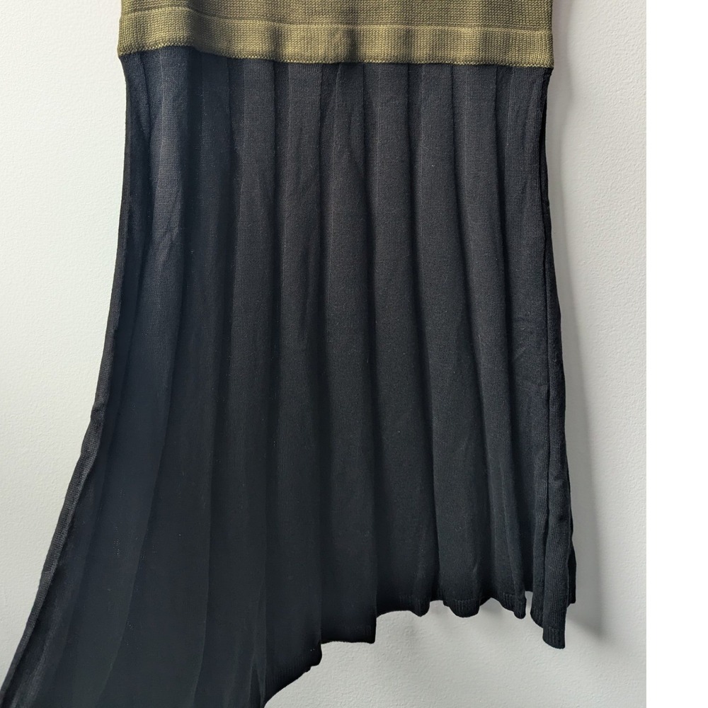 Vince Camuto Sweater Dress Multi Colorblock Geometric Pleated Sz M Retro Mod - Picture 3 of 8